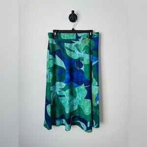 SHEIN Green and Blue Floral A-Line Skirt